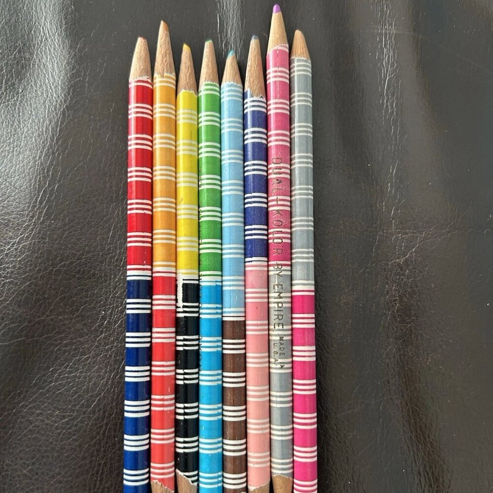 VTG 1980s Empire Double Sided Colored Pencils Lot of 8 Dual Kolor Made in USA